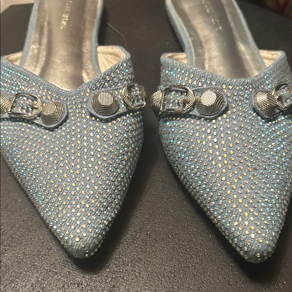 Sparky Sky Blue Slip-On Mules with Silver Accents - Picture 5 of 6